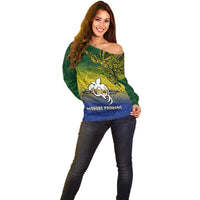 Custom Papua New Guinea Morobe Province Off Shoulder Sweater PNG Birds Of Paradise Polynesian Arty Style LT03 - Polynesian Pride