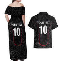 Custom New Zealand Rugby Couples Matching Off Shoulder Maxi Dress and Hawaiian Shirt Maori All Black Championship 2024 and Silver Fern LT03 - Polynesian Pride