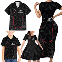 Custom New Zealand Rugby Family Matching Short Sleeve Bodycon Dress and Hawaiian Shirt Maori All Black Championship 2024 and Silver Fern LT03 - Polynesian Pride