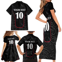 Custom New Zealand Rugby Family Matching Short Sleeve Bodycon Dress and Hawaiian Shirt Maori All Black Championship 2024 and Silver Fern LT03 - Polynesian Pride