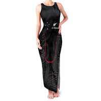 Custom New Zealand Rugby Family Matching Tank Maxi Dress and Hawaiian Shirt Maori All Black Championship 2024 and Silver Fern LT03 Mom's Dress Black - Polynesian Pride