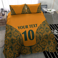 Custom Australia Rugby Championship 2024 Bedding Set Aboriginal Art Tattoo Pattern