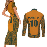 Custom Australia Rugby Championship 2024 Couples Matching Short Sleeve Bodycon Dress and Long Sleeve Button Shirt Aboriginal Art Tattoo Pattern
