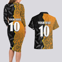 Custom New Zealand and Australia Rugby Championship 2024 Couples Matching Long Sleeve Bodycon Dress and Hawaiian Shirt Maori Warrior and Kangaroo Mascot with Fern Aboriginal LT03 - Polynesian Pride