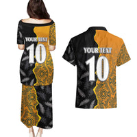 Custom New Zealand and Australia Rugby Championship 2024 Couples Matching Puletasi and Hawaiian Shirt Maori Warrior and Kangaroo Mascot with Fern Aboriginal LT03 - Polynesian Pride