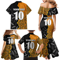 Custom New Zealand and Australia Rugby Championship 2024 Family Matching Mermaid Dress and Hawaiian Shirt Maori Warrior and Kangaroo Mascot with Fern Aboriginal LT03 - Polynesian Pride