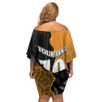 Custom New Zealand and Australia Rugby Championship 2024 Family Matching Off Shoulder Short Dress and Hawaiian Shirt Maori Warrior and Kangaroo Mascot with Fern Aboriginal LT03 - Polynesian Pride