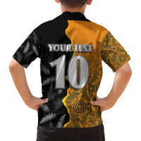 Custom New Zealand and Australia Rugby Championship 2024 Family Matching Puletasi and Hawaiian Shirt Maori Warrior and Kangaroo Mascot with Fern Aboriginal LT03 - Polynesian Pride