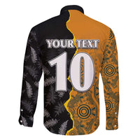 Custom New Zealand and Australia Rugby Championship 2024 Family Matching Short Sleeve Bodycon Dress and Hawaiian Shirt Maori Warrior and Kangaroo Mascot with Fern Aboriginal LT03 - Polynesian Pride