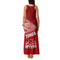 Tonga Rugby Family Matching Tank Maxi Dress and Hawaiian Shirt Sipi Tau Dance Ngatu Pattern LT03 - Polynesian Pride