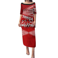 Tonga Rugby Puletasi Sipi Tau Dance Ngatu Pattern LT03 Long Dress Red - Polynesian Pride