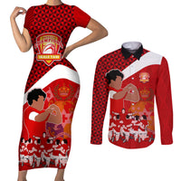 personalised-tonga-rugby-couples-matching-short-sleeve-bodycon-dress-and-long-sleeve-button-shirts-sipi-tau-dance-coat-of-arms-ngatu-pattern