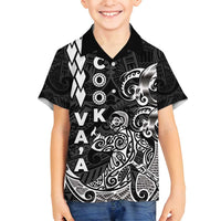 Cook Islands Vaa Polynesian Art Tattoo Family Matching Tank Maxi Dress and Hawaiian Shirt Black Color