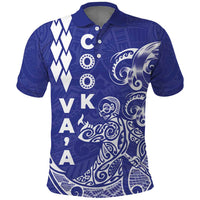 Cook Islands Vaa Polynesian Art Tattoo Polo Shirt Blue Color