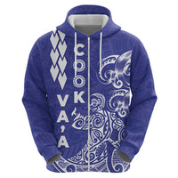 Cook Islands Vaa Polynesian Art Tattoo Zip Hoodie Blue Color