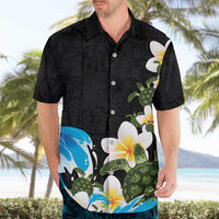 Hawaiian Plumeria and Turtle Hawaiian Shirt with Polynesian Tribal Art Pattern Vintage Vibes