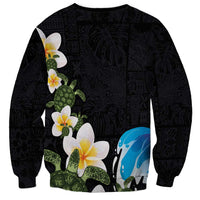 Hawaiian Plumeria and Turtle Sweatshirt with Polynesian Tribal Art Pattern Vintage Vibes