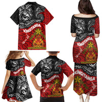 Maori King Movement Family Matching Puletasi and Hawaiian Shirt Ko Te Mana Motuhake Emblem with Moko and Polynesian Art Tattoo LT03 - Polynesian Pride