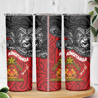 Maori King Movement Skinny Tumbler Ko Te Mana Motuhake Emblem with Moko and Polynesian Art Tattoo LT03 - Polynesian Pride