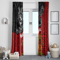 Maori King Movement Window Curtain Ko Te Mana Motuhake Emblem with Moko and Polynesian Art Tattoo LT03 - Polynesian Pride