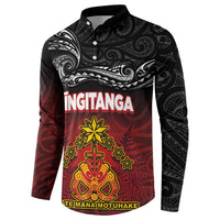 Personalised Maori King Movement Button Sweatshirt Ko Te Mana Motuhake Emblem with Silver Ferns and Polynesian Art Tattoo LT03 - Polynesian Pride