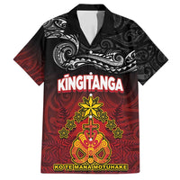 Personalised Maori King Movement Family Matching Long Sleeve Bodycon Dress and Hawaiian Shirt Ko Te Mana Motuhake Emblem with Silver Ferns and Polynesian Art Tattoo LT03 Dad's Shirt - Short Sleeve Red - Polynesian Pride