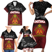 Personalised Maori King Movement Family Matching Short Sleeve Bodycon Dress and Hawaiian Shirt Ko Te Mana Motuhake Emblem with Silver Ferns and Polynesian Art Tattoo LT03 - Polynesian Pride