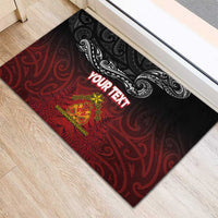 Personalised Maori King Movement Rubber Doormat Ko Te Mana Motuhake Emblem with Silver Ferns and Polynesian Art Tattoo LT03 - Polynesian Pride