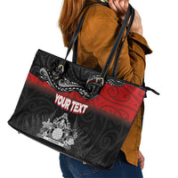 Personalised The Kingitanga - Maori King Movement Leather Tote Bag Te Paki-o-Matariki with Silver Ferns and Polynesian Art Tattoo