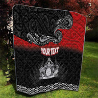 Personalised The Kingitanga - Maori King Movement Quilt Te Paki-o-Matariki with Silver Ferns and Polynesian Art Tattoo