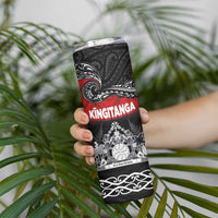 Personalised Maori King Movement Skinny Tumbler Te Paki-o-Matariki with Silver Ferns and Polynesian Art Tattoo LT03 - Polynesian Pride