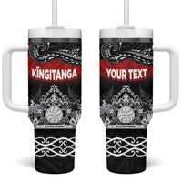 Personalised Maori King Movement Tumbler With Handle Te Paki-o-Matariki with Silver Ferns and Polynesian Art Tattoo LT03 One Size: 40 oz Red - Polynesian Pride