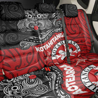 Maori Kotahitanga Back Car Seat Cover Aotearoa Spirit with Maori Mask and Polynesian Art Tattoo