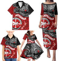 Maori Kotahitanga Family Matching Puletasi and Hawaiian Shirt Aotearoa Spirit with Maori Mask and Polynesian Art Tattoo LT03 - Polynesian Pride