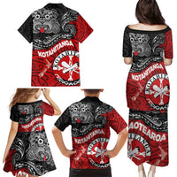 Maori Kotahitanga Family Matching Puletasi and Hawaiian Shirt Aotearoa Spirit with Maori Mask and Polynesian Art Tattoo LT03 - Polynesian Pride