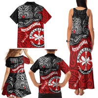 Maori Kotahitanga Family Matching Tank Maxi Dress and Hawaiian Shirt Aotearoa Spirit with Maori Mask and Polynesian Art Tattoo LT03 - Polynesian Pride
