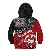 Maori Kotahitanga Kid Hoodie Aotearoa Spirit with Maori Mask and Polynesian Art Tattoo
