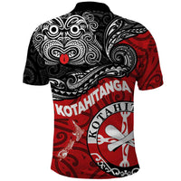 Maori Kotahitanga Polo Shirt Aotearoa Spirit with Maori Mask and Polynesian Art Tattoo