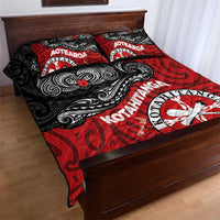 Maori Kotahitanga Quilt Bed Set Aotearoa Spirit with Maori Mask and Polynesian Art Tattoo