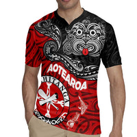 Maori Kotahitanga Rugby Jersey Aotearoa Spirit with Maori Mask and Polynesian Art Tattoo LT03 - Polynesian Pride