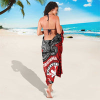 Maori Kotahitanga Sarong Aotearoa Spirit with Maori Mask and Polynesian Art Tattoo
