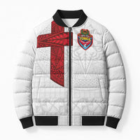 Custom Tonga Ngatu Art Rugby Mate Ma'a Bomber Puffer Jacket - Polynesian Pride