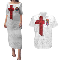Custom Tonga Ngatu Art Rugby Mate Ma'a Couples Matching Puletasi and Hawaiian Shirt - Polynesian Pride