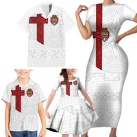 Custom Tonga Ngatu Art Rugby Mate Ma'a Family Matching Short Sleeve Bodycon Dress and Hawaiian Shirt - Polynesian Pride