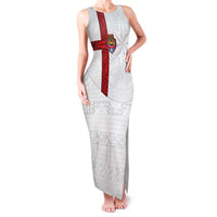 Custom Tonga Ngatu Art Rugby Mate Ma'a Family Matching Tank Maxi Dress and Hawaiian Shirt LT03 Mom's Dress White - Polynesian Pride