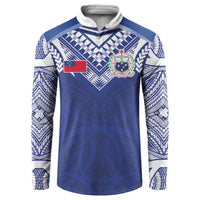 Custom Samoa Rugby Button Sweatshirt Pacific Motifs - Polynesian Pride