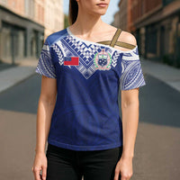 Custom Samoa Rugby Cross Shoulder Shirt Pacific Motifs - Polynesian Pride