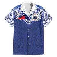 Custom Samoa Rugby Family Matching Long Sleeve Bodycon Dress and Hawaiian Shirt Pacific Motifs LT03 Dad's Shirt - Short Sleeve Blue - Polynesian Pride