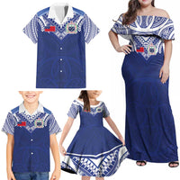 Custom Samoa Rugby Family Matching Off Shoulder Maxi Dress and Hawaiian Shirt Pacific Motifs LT03 - Polynesian Pride