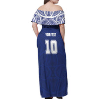 Custom Samoa Rugby Family Matching Off Shoulder Maxi Dress and Hawaiian Shirt Pacific Motifs - Polynesian Pride